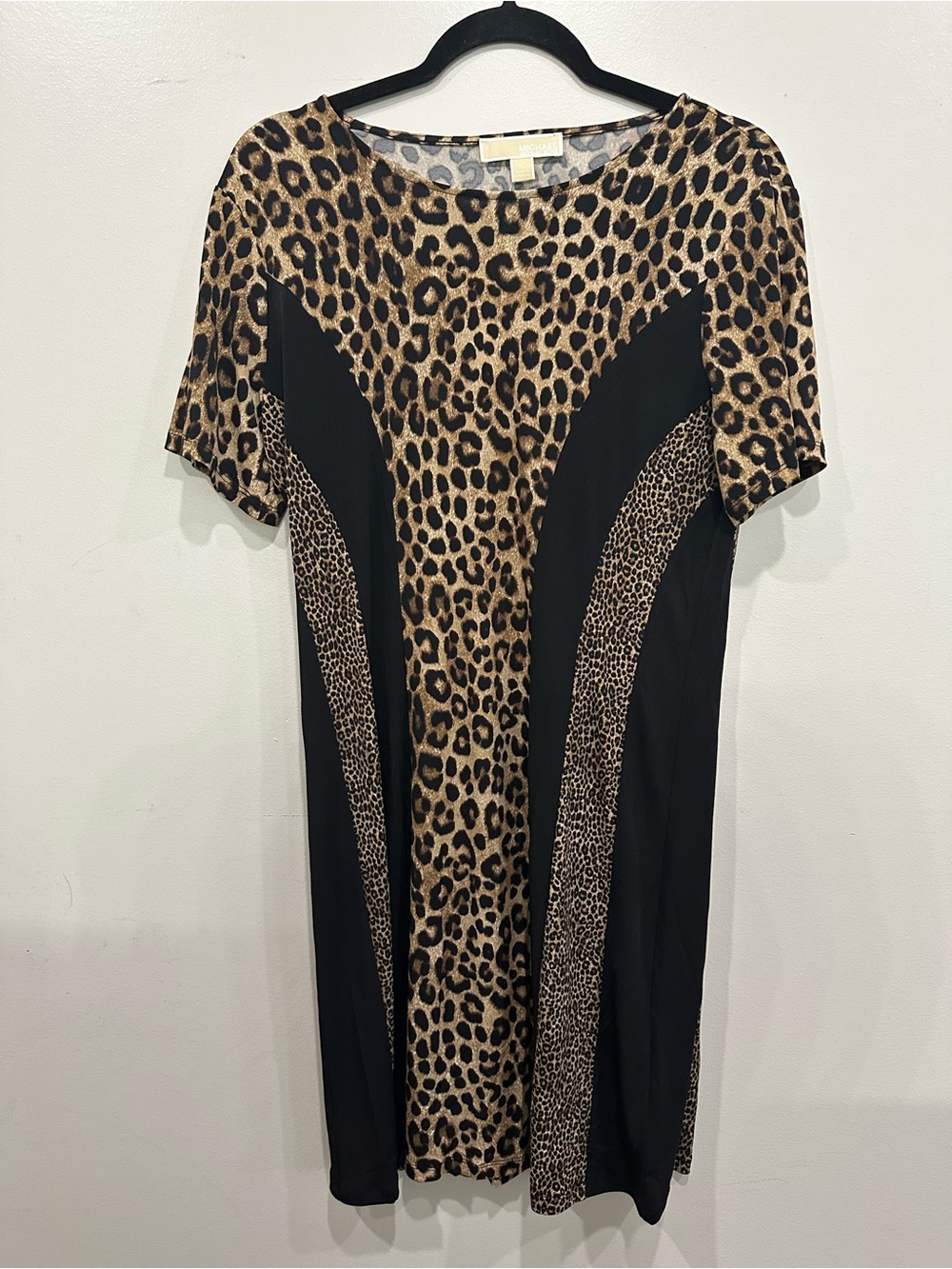 NWT MICHAEL Michael Kors Leopard Colorblock A-Line Dress L
